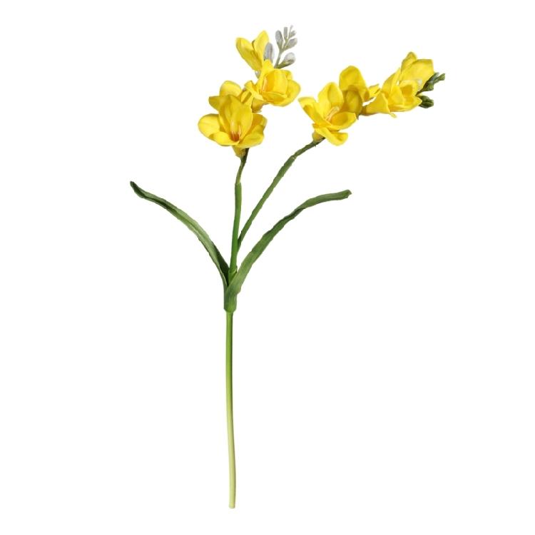 

Simulation Freesia Flower Artificial PU Flower With Flexible Iron Wire for Tabletop Bookshelf Display Wedding Decoration жёлтый