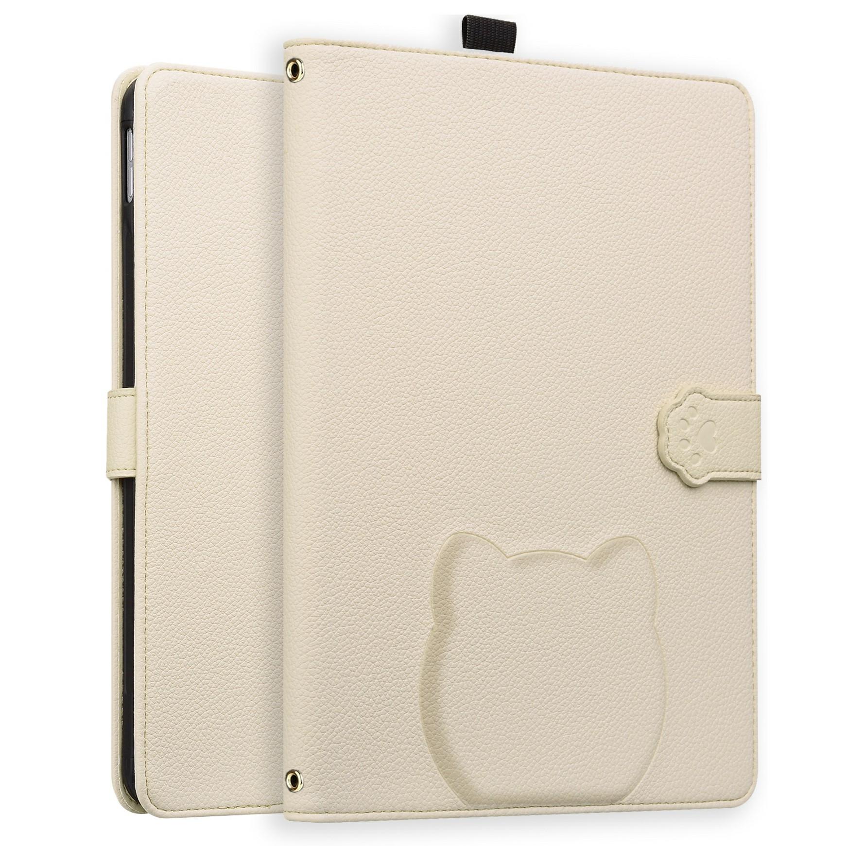 

For Amazon Kindle Scribe (2024)/(2022) Case 3D Effect Cat Pattern Leather Stand Table Cover with Wallet,Stylus Holder Apricot