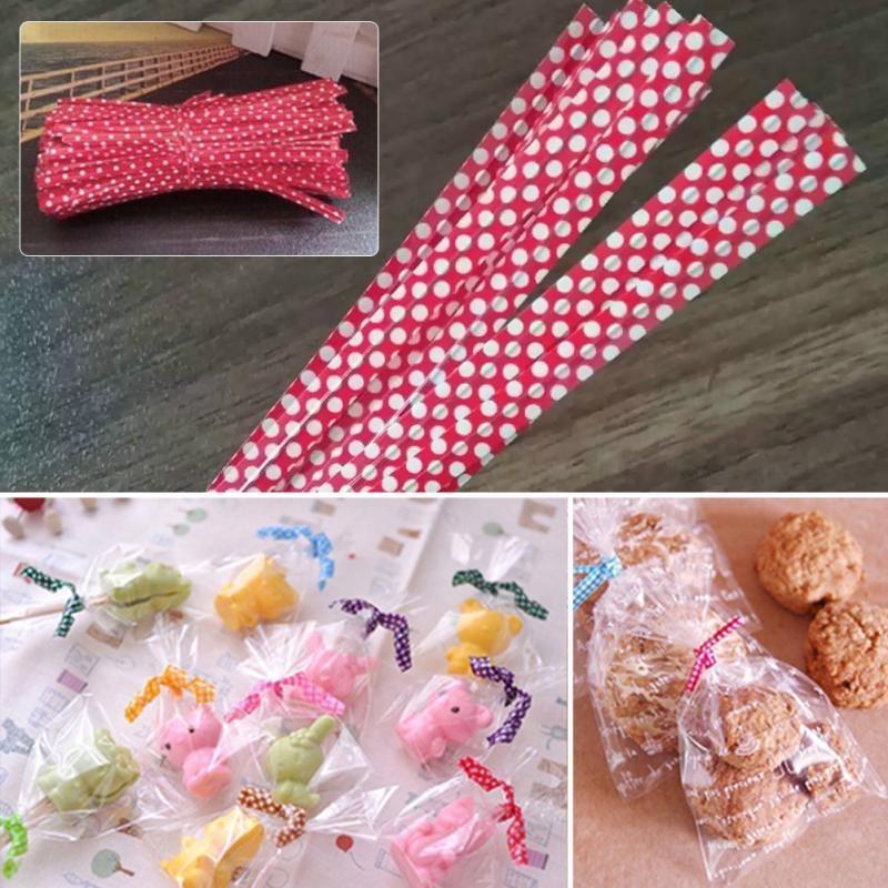 500PCS/Bag Ribbon Wrap Tie PVC Ligation for Cellophane Candy Cookie Gift Bag Pouch In Wedding Party D