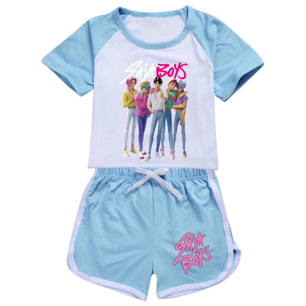 4986 Kids Girls Sajaboys POP Rumi Zoey Mira Print T-shirt Shorts Sport Tracksuit Clothes Set