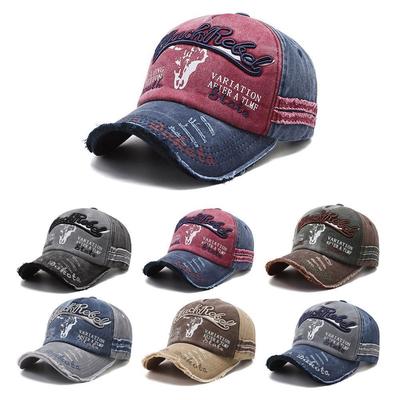 Retro Czapka Baseballowa z Haftem Litery dla Mężczyzn Kobiet Patchworkowa Dżinsowa Czapki Hip-Hopowe Unisex Regulowana Codzienna Czapka Przeciwsłoneczna Czapki Trucker