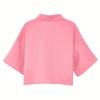 Camicia da Donna con Collo a Revers Manica Corta Top Corti Tipo Monopetto Casual con Tasca a Toppa
