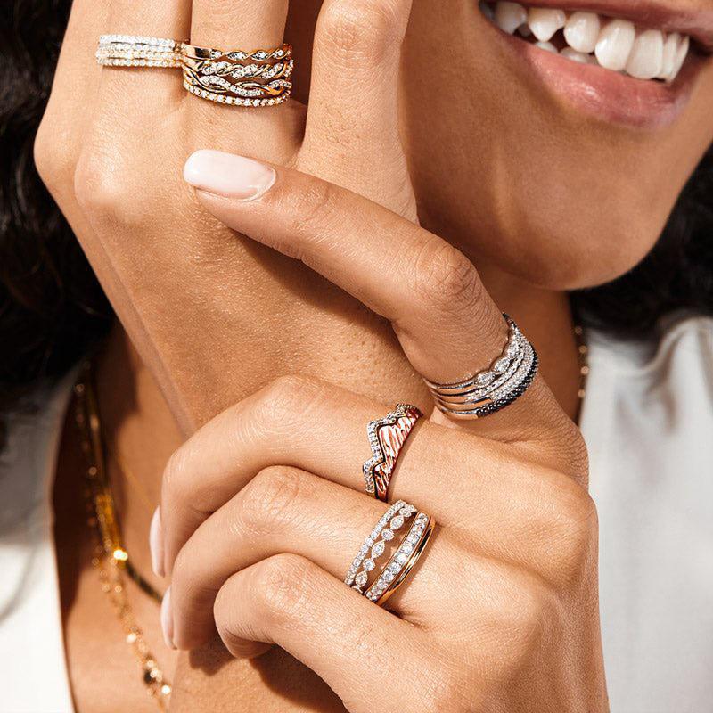 High-End S925 Sterling Silver Layered Mountain Peak Ring for Women - Micro-Inlaid Fashion European and American Style Index Finger Jewelry.