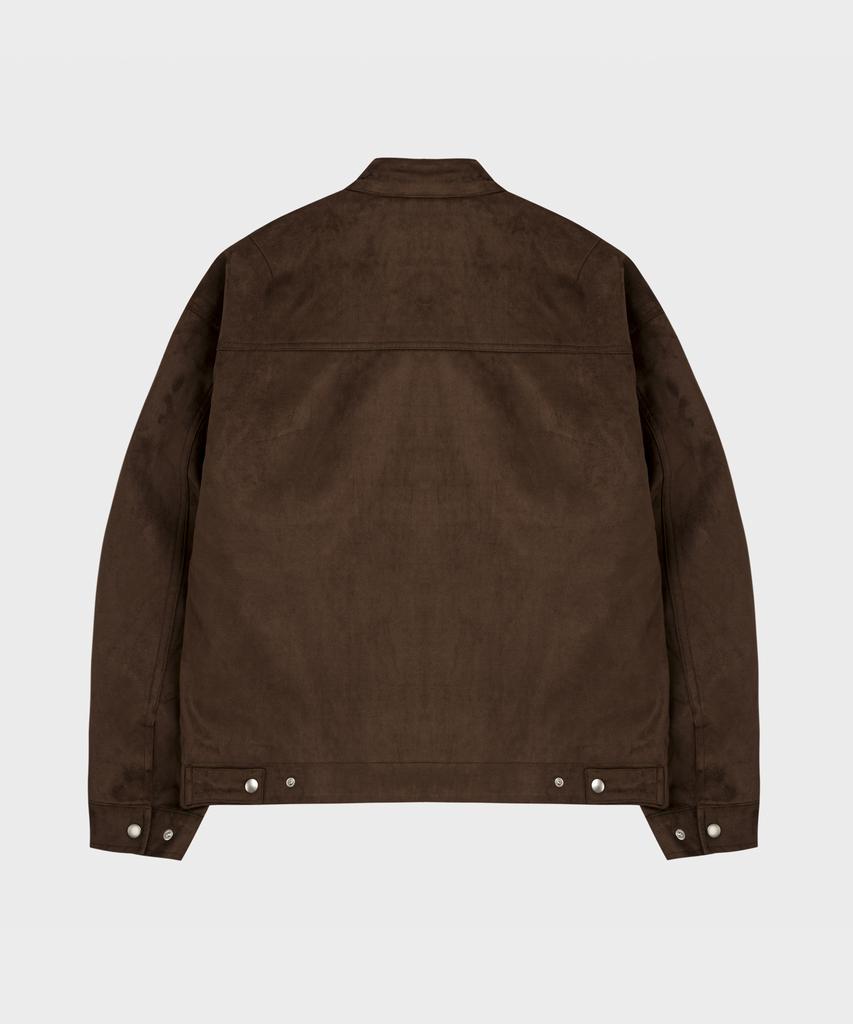 Lettercomo Racer Suede Blouson Jacket Dark Brown