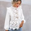 Cut-out Lace-Paneled Long-Sleeve Top2022 Cutout Lace Stitching Long Sleeves Tops