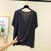 Women's Solid Color V-Neck Cotton Modal Short Sleeve Loose Top