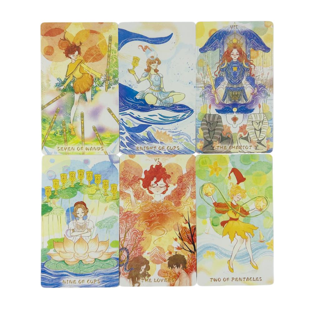10.3*6cm Serenity Tarot Deck 78 Pcs Warm Dreamy Anime-Style Tarot Cards Based on Rider System