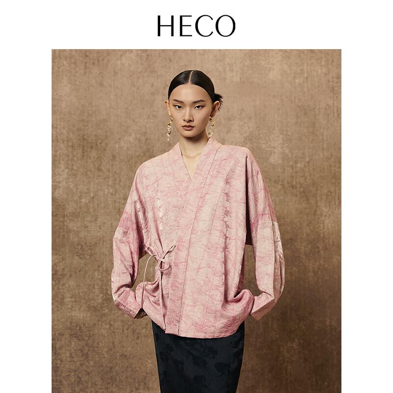 Heco New Chinese Style Jacquard Oblique Placket Tie-Up Blouse