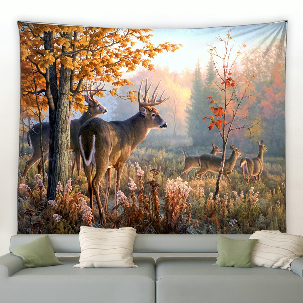 

Прикраса для дому осінній ліс дика природа олень природа пейзаж фон настінна штора ковдра лось гобелен 230x180см 100x75cm