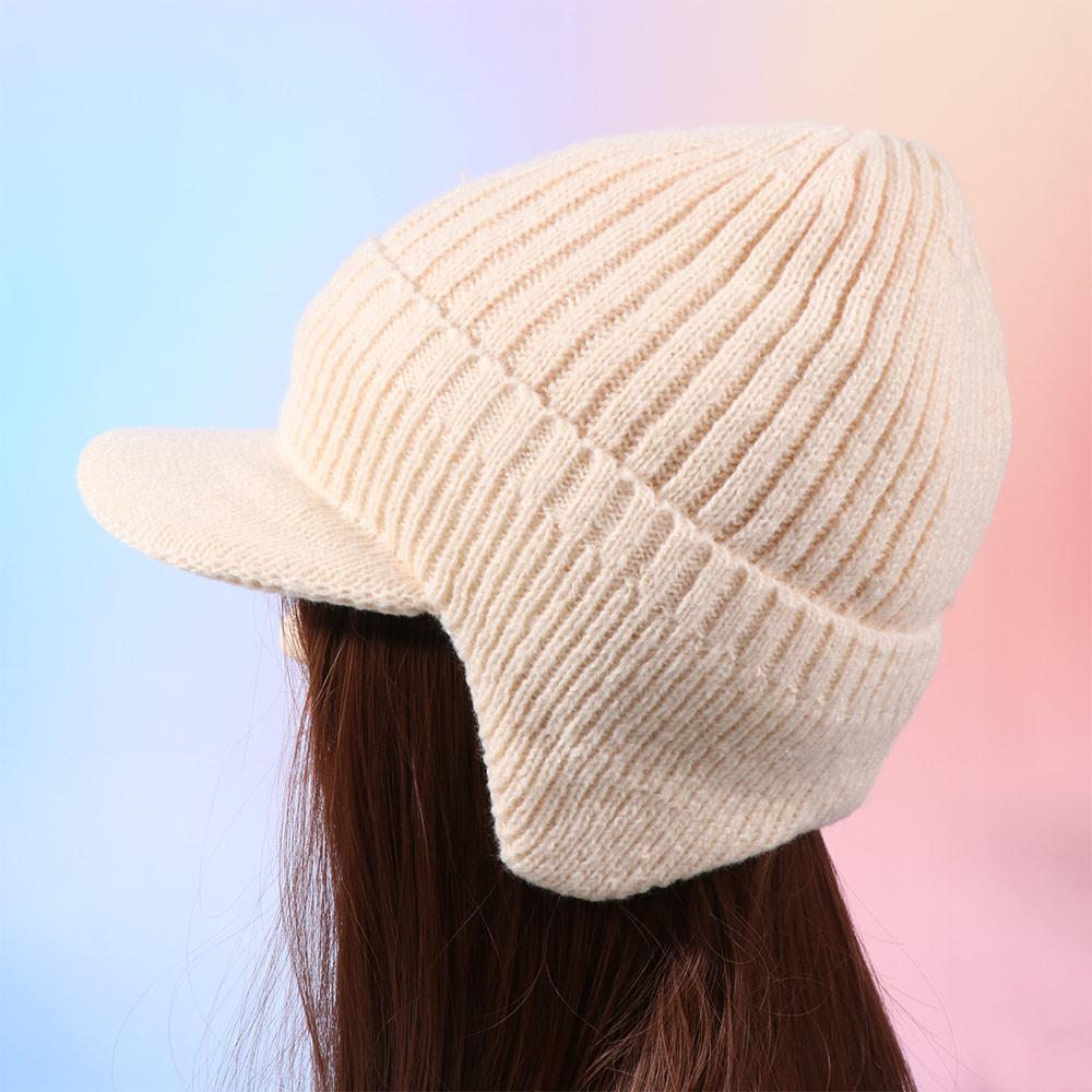 Warm Ear Protector Cap Windproof Knitted Peaked Hat Cover Head Baseball Knitted Cap Protective Ear