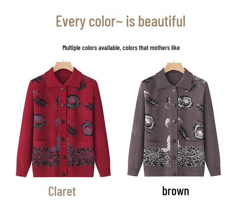 Grandma's Knitted Cardigan: Lightweight Spring Sweater for Elderly Women