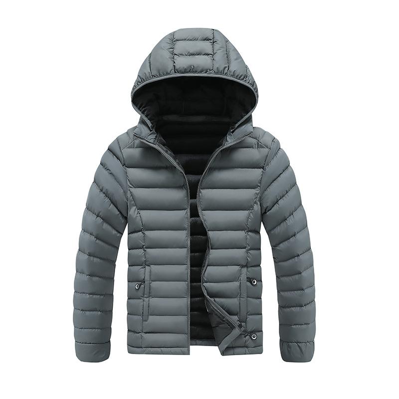 Lightweight Ribs and Cotton Coat for Men In Winter Solid Color Slim Fit Removable Hat Thickened Hooded Top Coat for Men