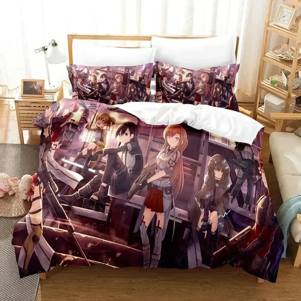 Anime Asada Shino Sword Art Online Printed Bed Set Duvet Cover Pillowcase Bedding Set Bed Linen Sheet Quilt Cover Full King Size