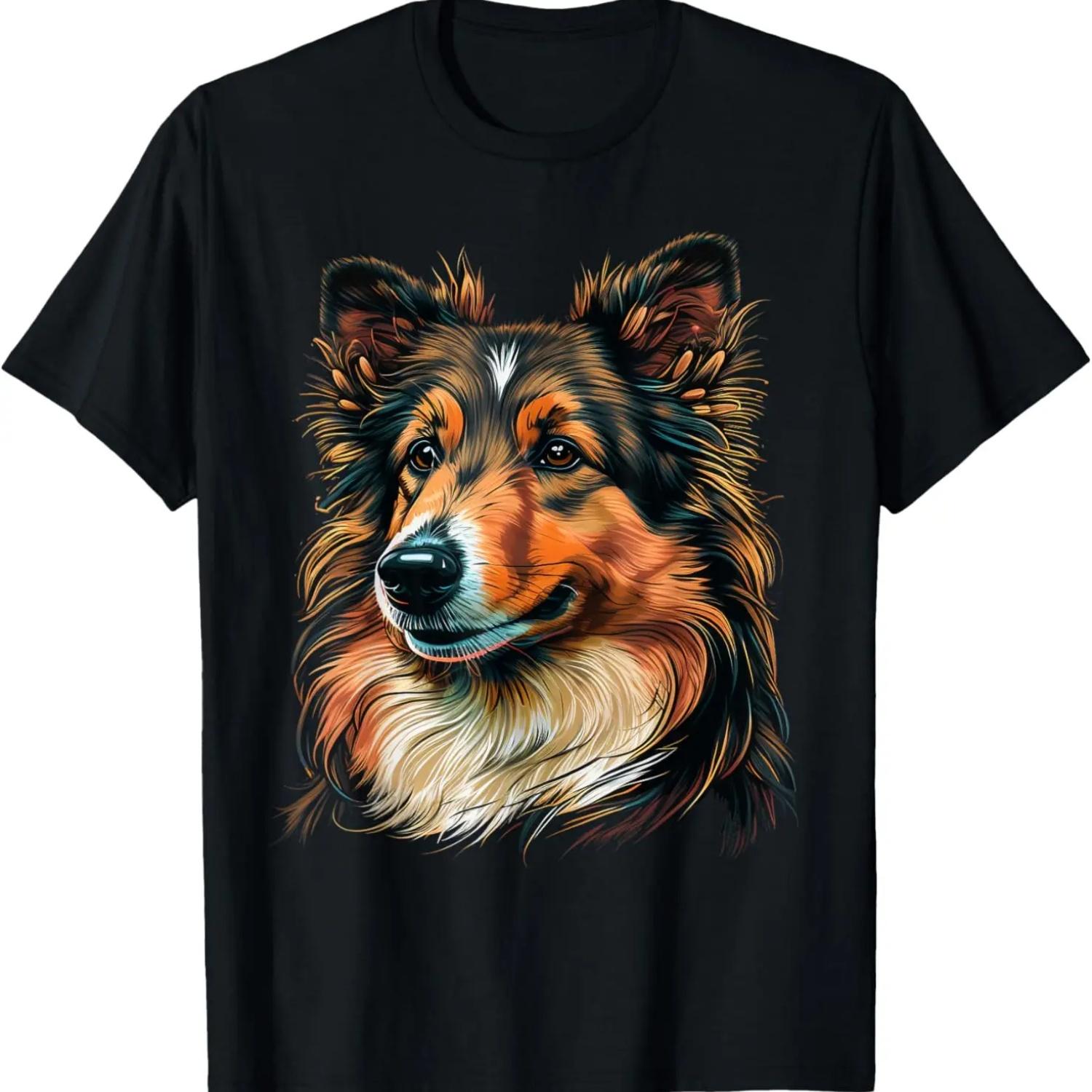 Милая собака Шетландская овчарка на футболке для любителя шелти S