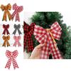 Festive Red And White Plaid Pvc Christmas Bow For Elegant Holiday Decorations