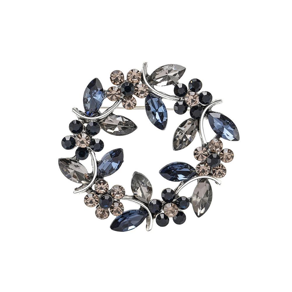 Zinc Zinc Alloy Olive Wreath Brooch Wreath Women Brooch Cute Rhinestone Olive Branch Pin  Gifts