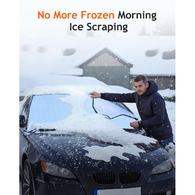 

Tecoom Windshield Snow Ice Cover for Truck Car Winter Summer, Front Car Window Wiper Protector All Season Hail Protection Covers, Exterior Automotive