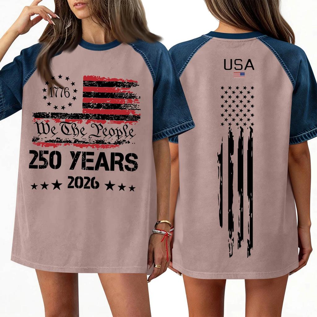 Women's Denim Patchwork Top, Casual Short-sleeved Comfortable T-shirt, Fashionable For Spring And Summer.