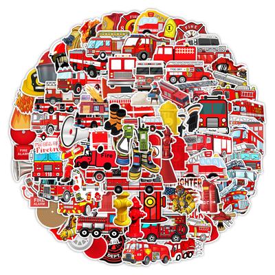 100 New Styles of Firefighter Graffiti Stickers Skateboard Suitcase Decoration Stickers Waterproof Creative Children's Cartoon Stickers