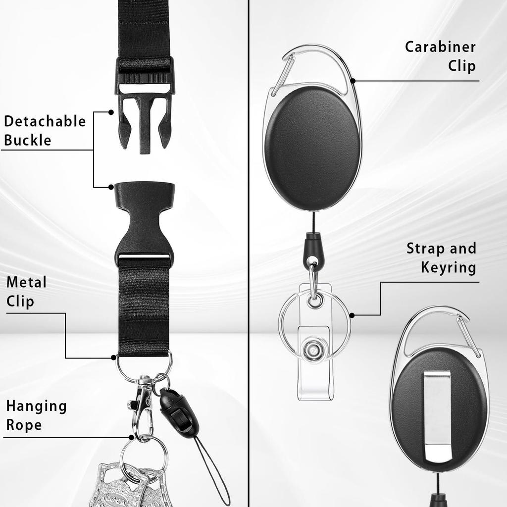 Oval Retractable Badge Holder with Pull-Release Lanyard for ID and Meal Cards