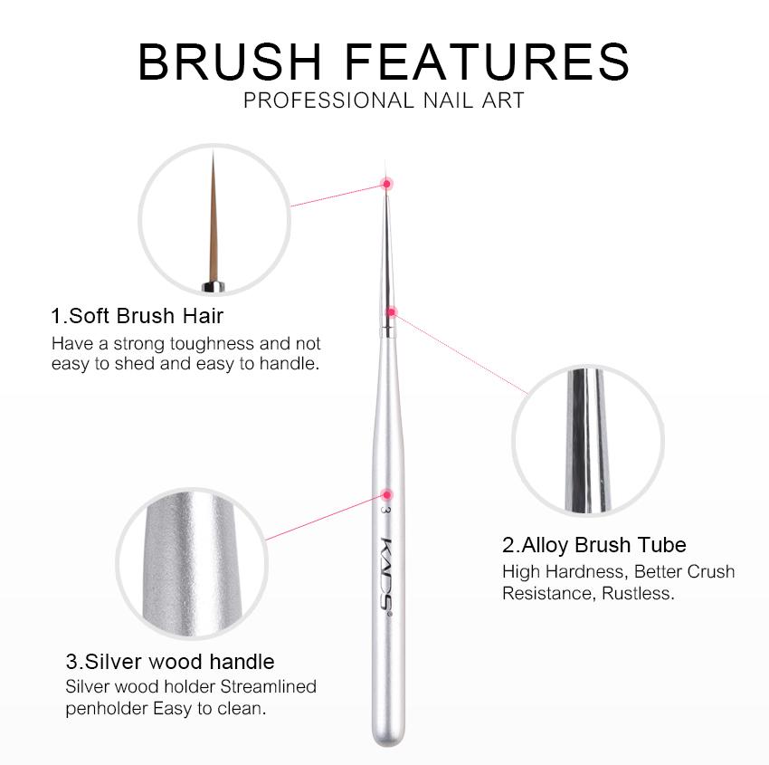kads 15Pcs Nail Art Liner Brush Set French Lines Stripe Flower Painting Pen Drawing Brush Manicure Tools Silver Color Handle