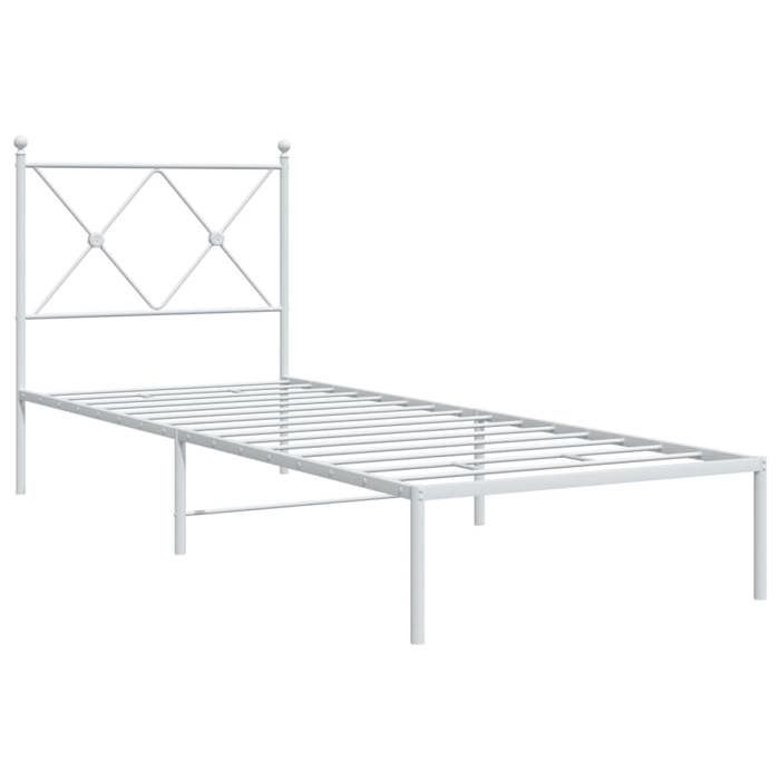 VidaXL Cadre de lit métal sans matelas avec tête de lit blanc 80x200cm 376542
