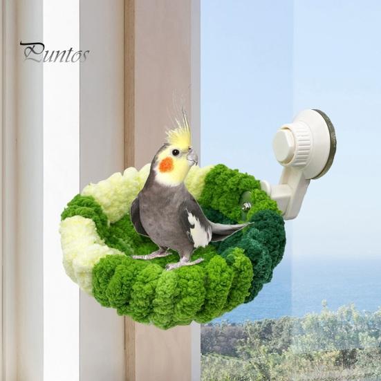 2-in-1-Vogelnest, Korallensamt, warmes Nest mit abnehmbarem Saugnapf, fahrzeugmontiertes Vogelplüschnest für Papageien, Wellensittiche, Unzertrennliche