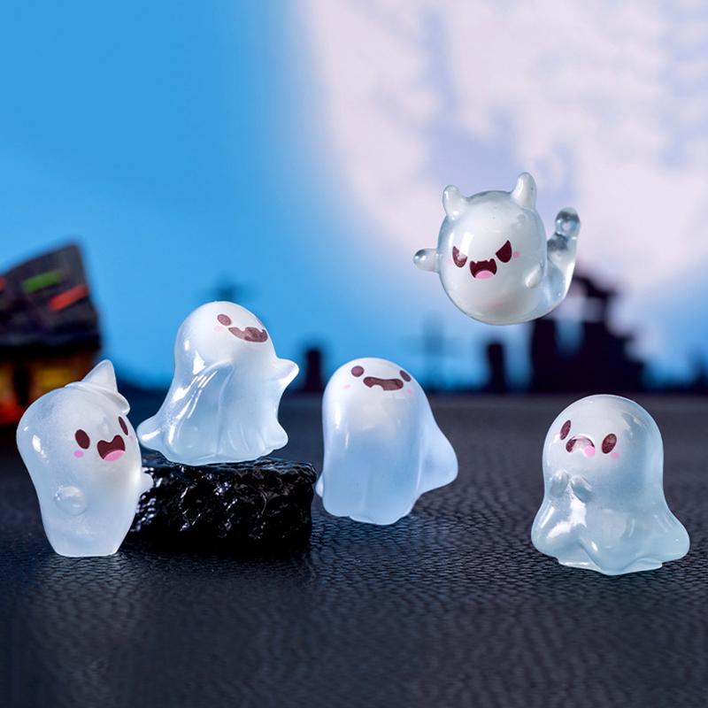 Mini Ghost Figures With Box Luminous Ghost Figurines Resin Glow In The Dark Ghost Figures Cute Positive Gift