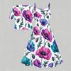 Women Plus Size Floral Printed Two Piece Set Short Sleeve Tie Front Shrug Strappy Flared Dress