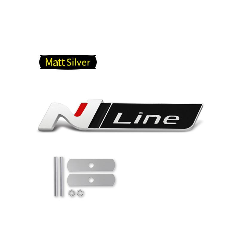 Car-Styling Metal Stickers N LINE Emblem Grille Badge For Veloster Accent Kona Elantra Ix25 Ix35 i30 i20 Sonata Tucson Kona