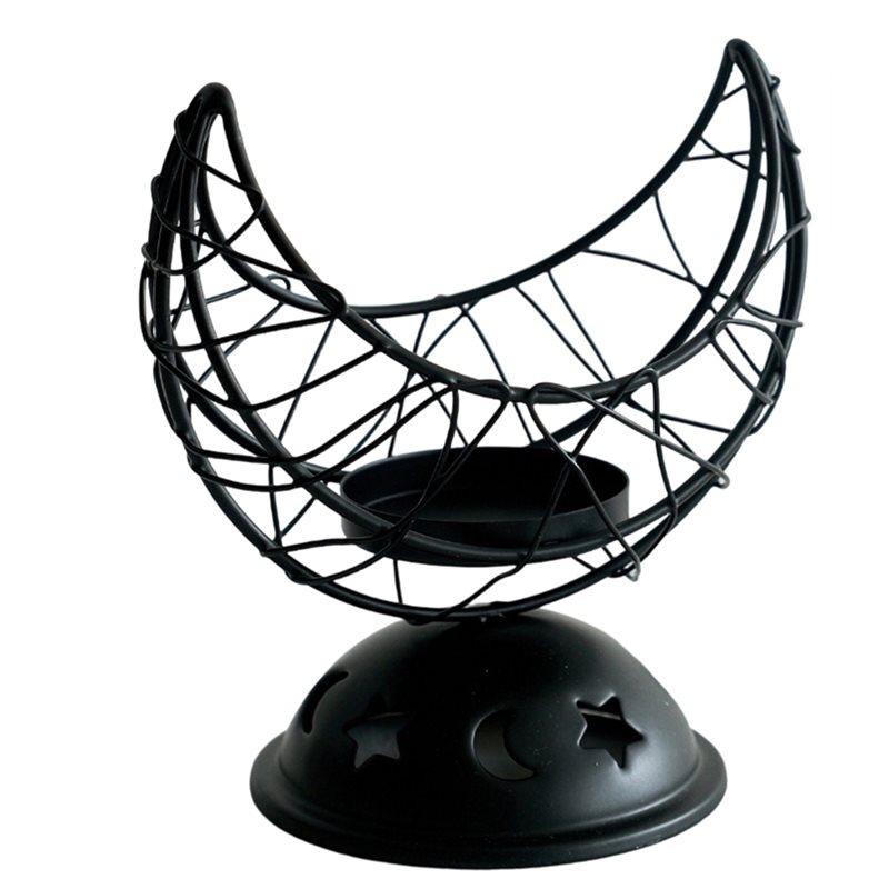 

ABJI-Metal Candlestick Holder-Crescent Moon Design-Elegant For Home Decor-Classic Iron Style чёрный