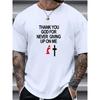 European Sizes Men's Plus Size Oversized T-Shirt with Slogan Print - Loose Fit Round Neck Casual & -Casual Wear, Statement Slogans, Machine Washable