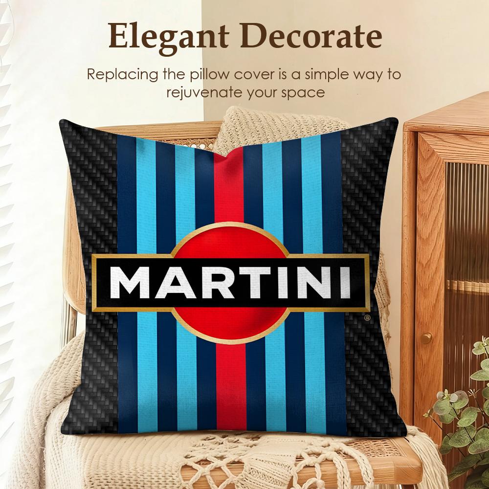 Fashion M-Martini Racing Cushion Cover Natural Linen Organic Fabric Double-Sided Printing Sofa Home Decor Gift Pillow Case