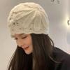 Handmade Crocheted Headgear, White Hair Wool Hat, Autumn and Winter Cold-proof and Warm Hat, Women's Hollow Knitted Hat, Melon Fur Hat