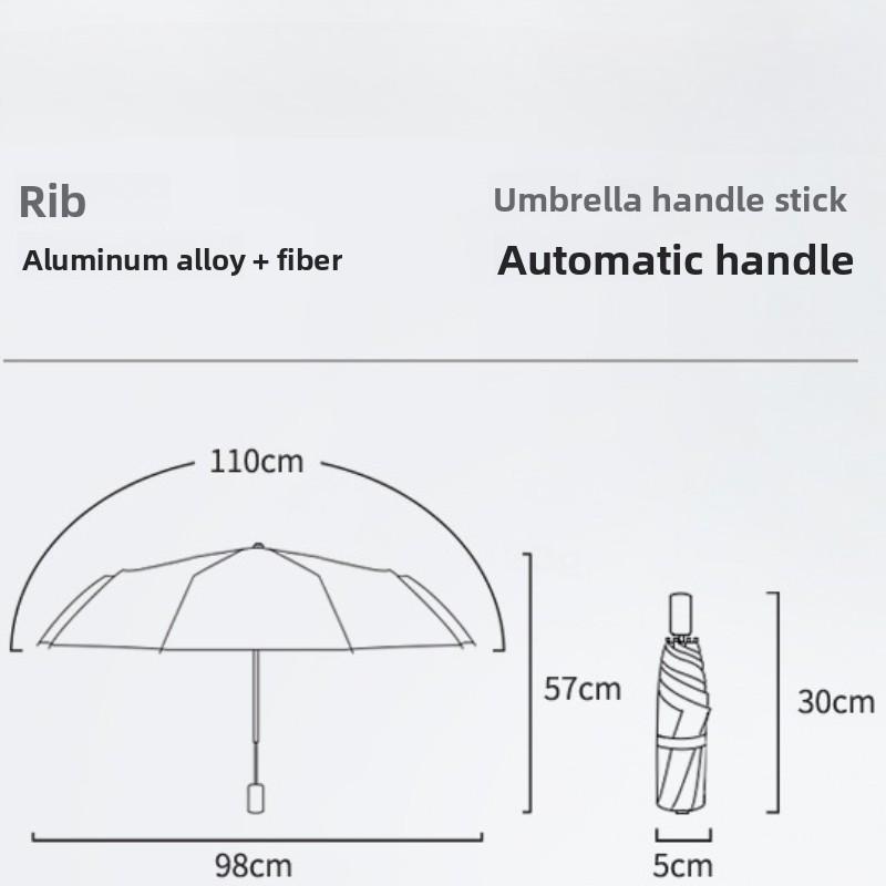 Men Women Tri fold Umbrella Small Fresh Simple Gold Plastic Windproof Automatic Rain Gear Household Home