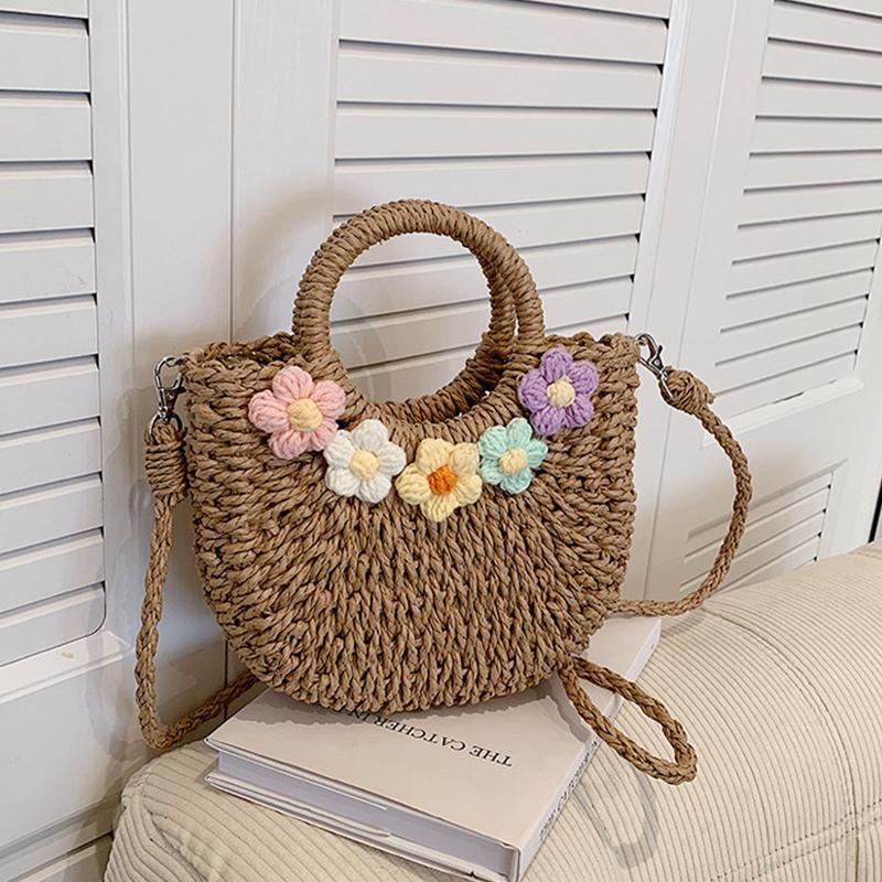 

Yogodlns Straw Bags Women Summer Hand-Woven Rattan Bag Handmade Woven Purse Wicker Beach Bag Bohemia Bali Handbag bolsos mimbre 17x7x20cm