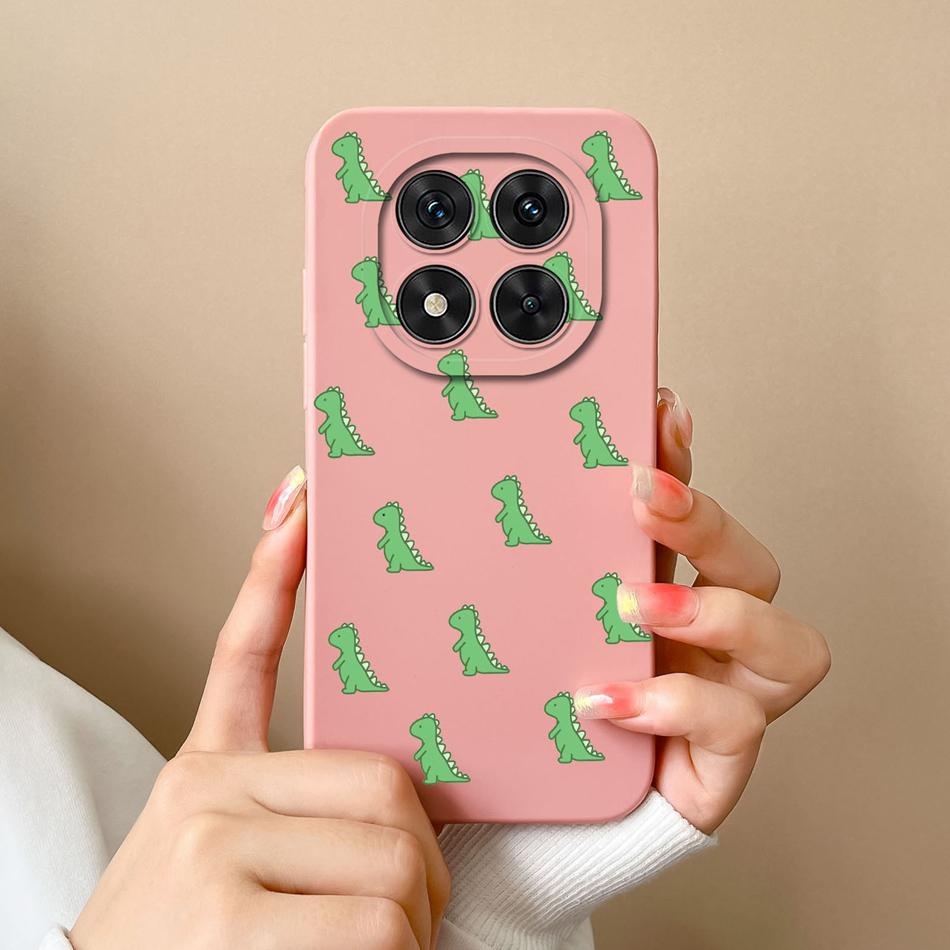 Case For Poco X7 Pro Cute Dinosaur Phone Bags Soft High Quality Liquid Silicone Back Cover For Poco X 7 Pro X7Pro Durable Fundas