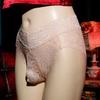 Roupa íntima com Bolsa Sissy Masculina Renda Ultra Fina Calcinhas de Tela Vazada Roupas Íntimas de Crossdressing Feminização Gays Lingerie