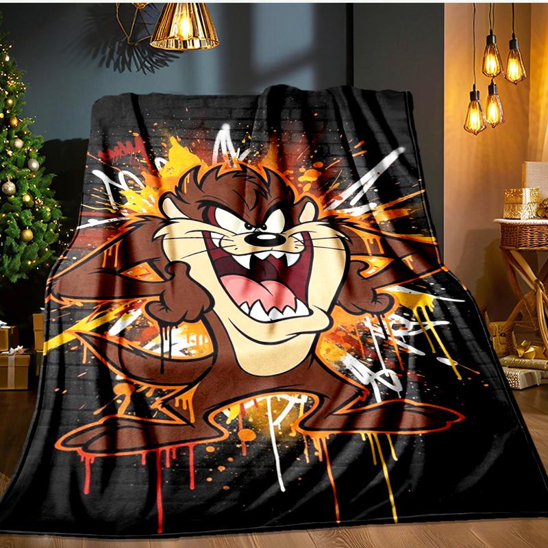 Tazma-nian Devil Spray Art Blanket Flannel Throw for Sofa, Indoor, Camping, Living Room, Office, Chair, And Bed Soft Birthday Gift