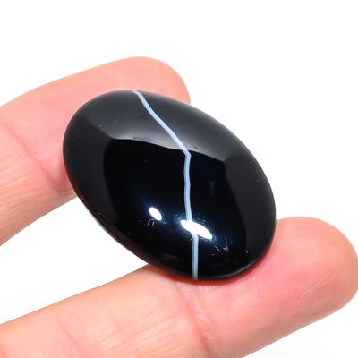 Páskovaný achát 2,6x3,9mm Přírodní kabošon Jemný volný 61,75 karátů. r0p73