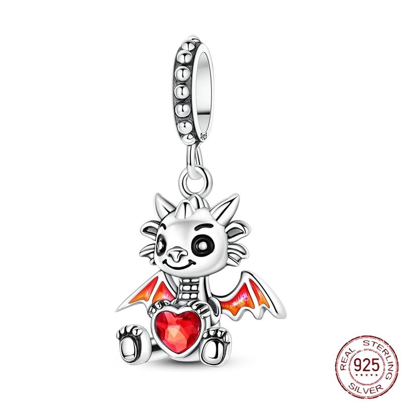 Copper Charms Beads Cute Fire Dragon Dinosaur Charms Fit Original Pendants Bracelet Diy Women Jewelry Gift