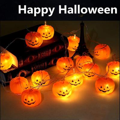 LED Pumpkinlights Halloween String Lights Home And Outdoor Decoration, Flickering, 10PCs Orange Light 5 Ft/10ft