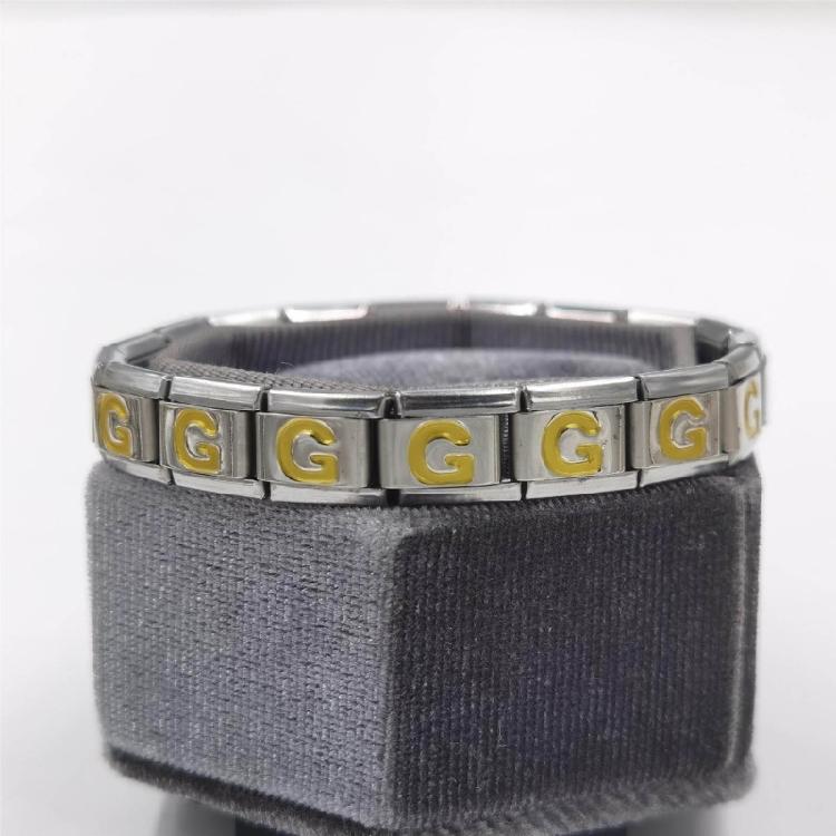 Italian Jewelry Charm Link Vintage Square Letter Beads Stainless Steel Material