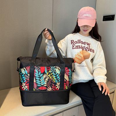 Folding Luggage Travel Bag Print Carry On Large Capacity Weekend Bag Dry Wet Separation Waterproof Sports Gym Bag Women Tote Bag