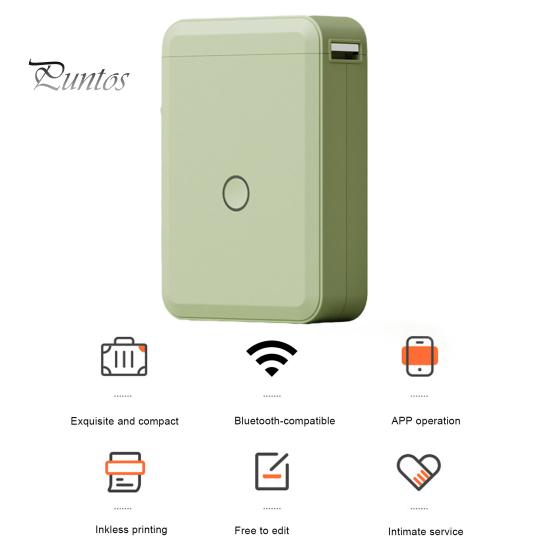 Mini Label Printer Portable Bluetooth-compatible Free Editing Picture Inserted No Ink Needed Rechargeable Compatible with for iOS for Android