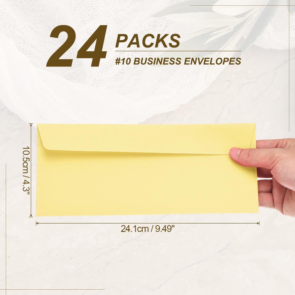 24Pcs 24.1cmx10.5cm Colored Self Seal Letter Size Paper Envelopes #10 Business Envelopes for Business Mailing Wedding Invitation