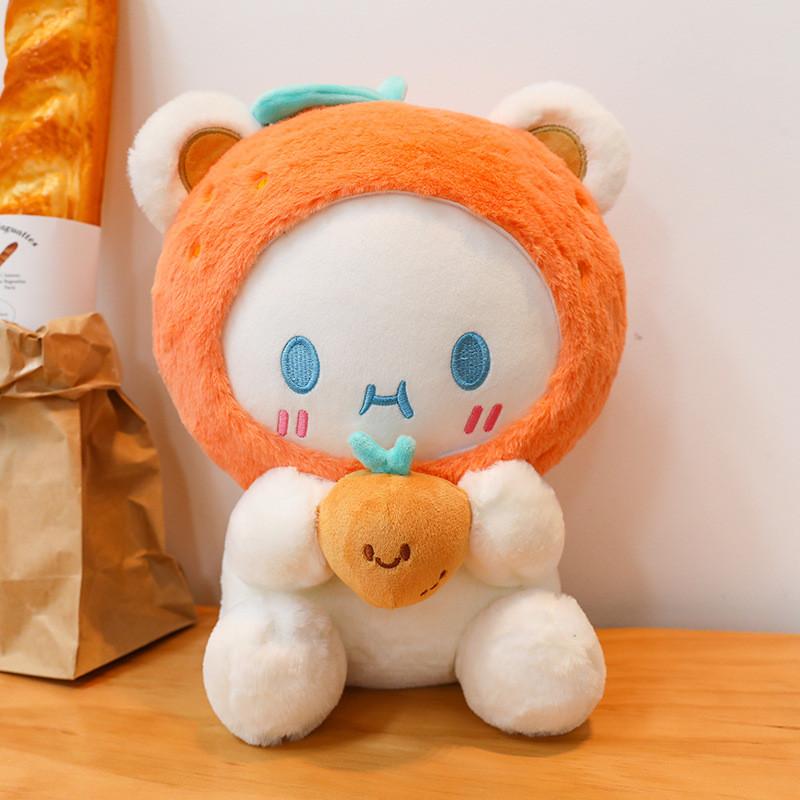 Adorable Cartoon Fruit Dog Plush Toy Soft Stuffed Doll Pillow For Girls Gift 25cm оранжевый