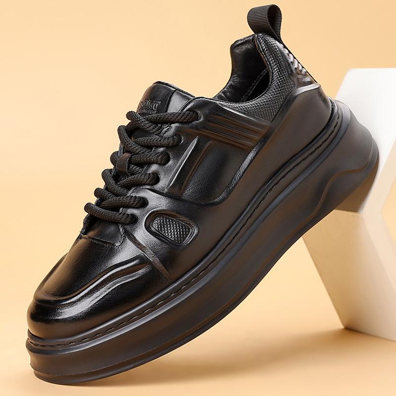 Trendy brand autumn new board shoes men's leather platform leisure sports white shoes men's shoes men's advanced sense ruffian handsome