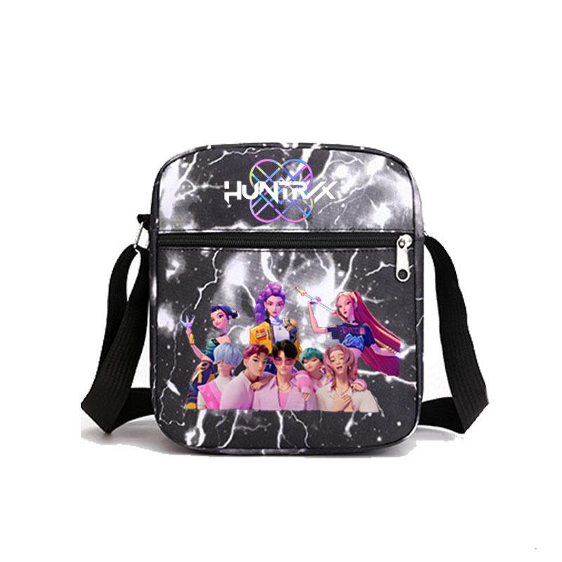 KPOP Oxford Cloth Print Crossbody Lunch Bag for Students Casual Shoulder Bag with Cartoon Design