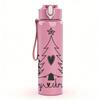 1PC Plaid Christmas Tree 750ml Color Plastic Sports Water Bottle Leakproof Flip Straw Lid Suitable for Sports Office Home Use